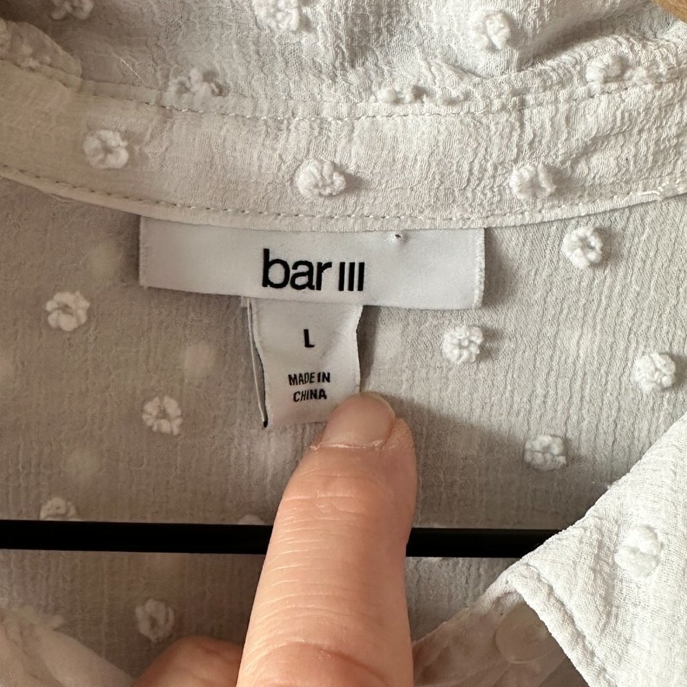 Women's L Bar lll Clip-Dot Blouse Button Down Point Collar - Picture 6 of 8
